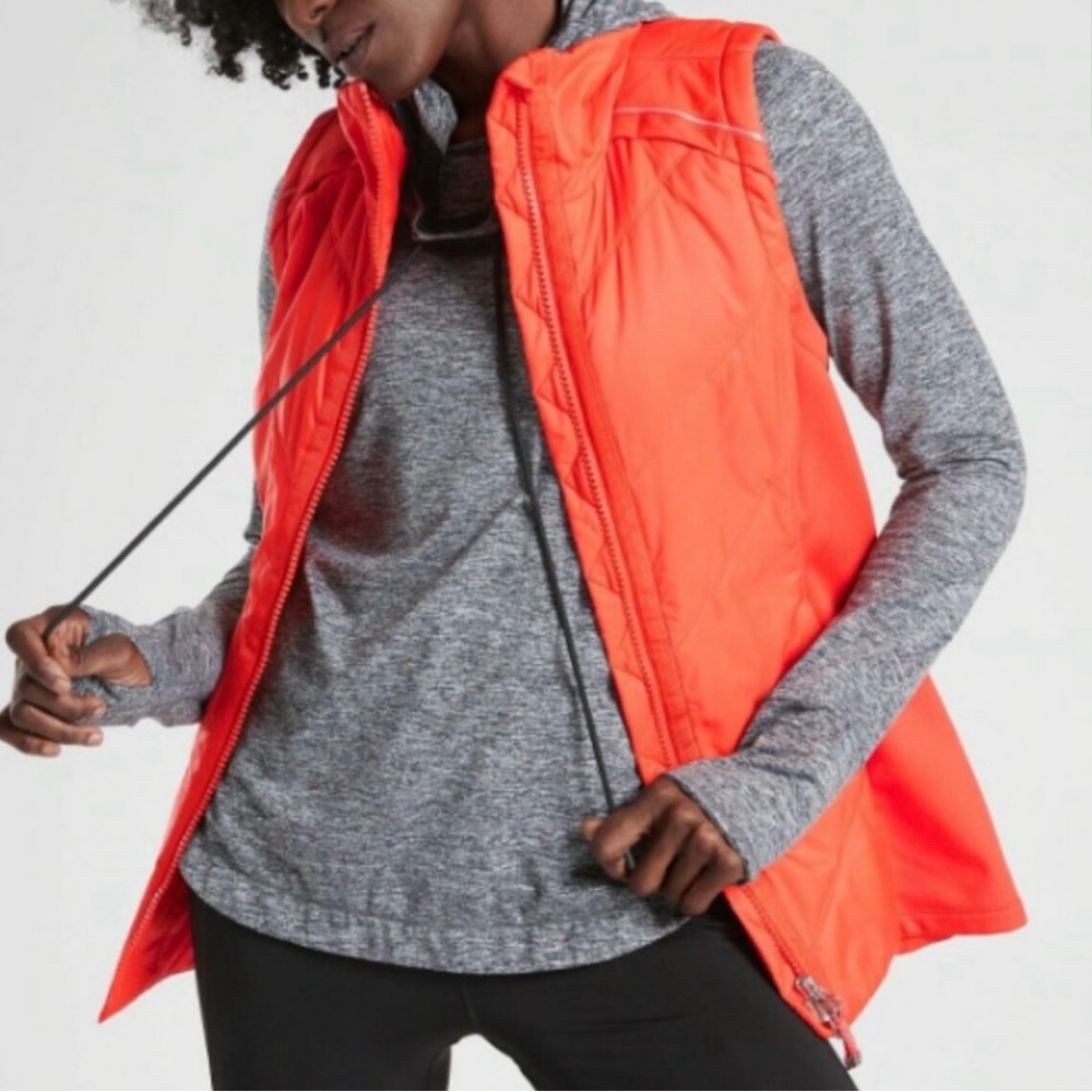 Women's Athleta Orange Puffer Vest NWT